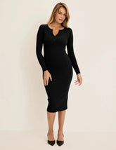 SculptRibâ„¢ Cotton Henley Dress