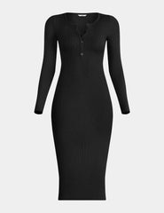 SculptRib™ Cotton Henley Dress
