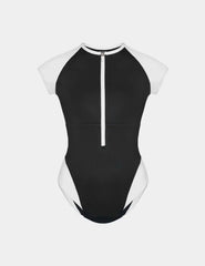 Cap-Sleeve One Piece Swimsuit - Color Block