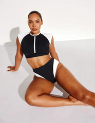 High Rise Bikini Swim Bottom - Color Block - Last Call
