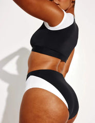 High Rise Bikini Swim Bottom - Color Block